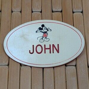 Vintage Disneyland 1980's Cast Members JOHN Name Tag Badge